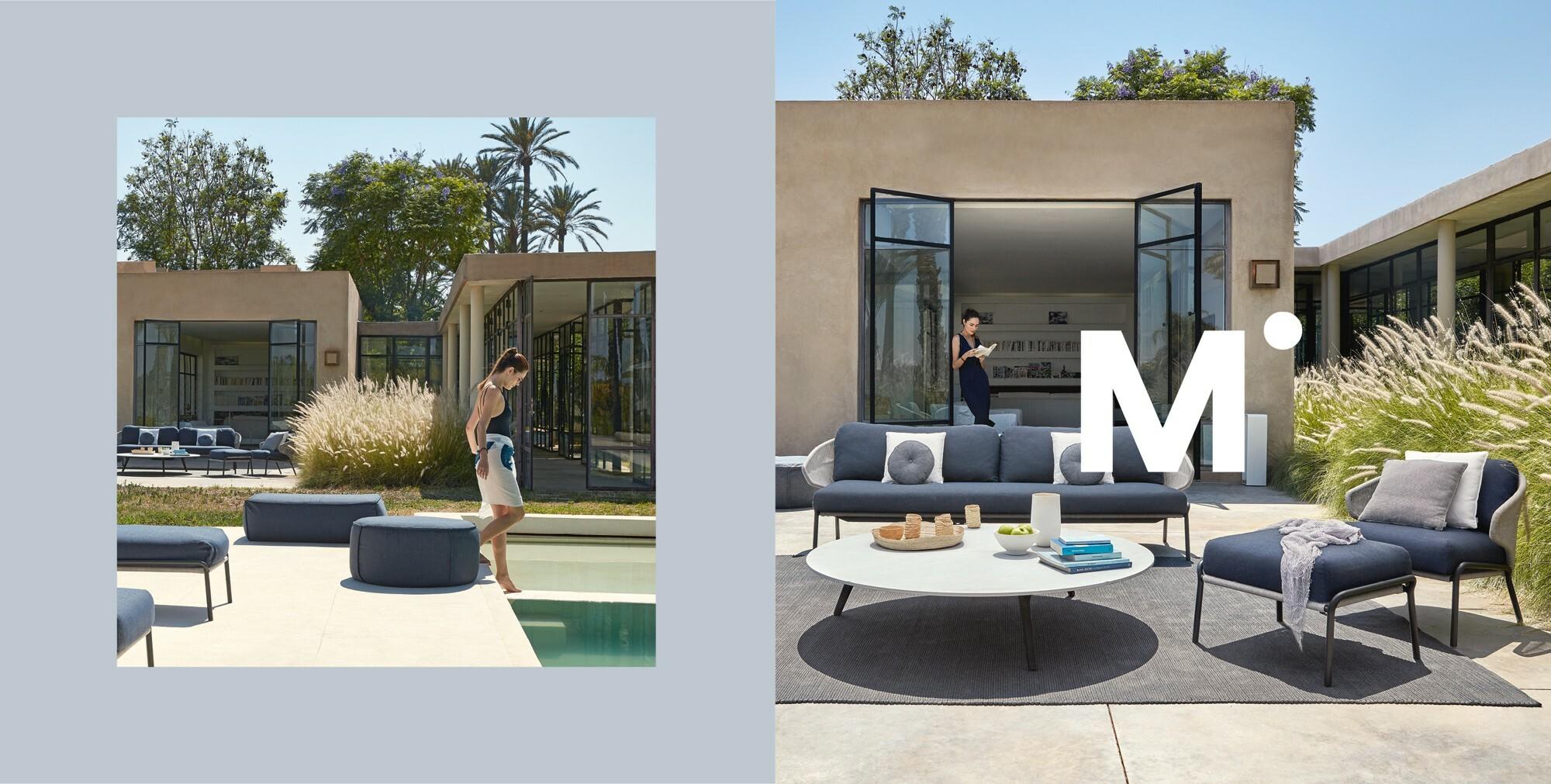 Radoc sofa and loungers with Mood coffee table by the pool