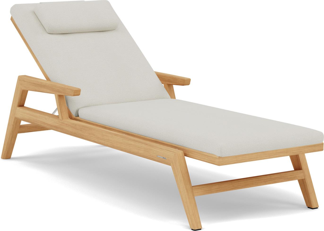 Outdoor sun lounger with armrest Sunrise teak brushed Manutti