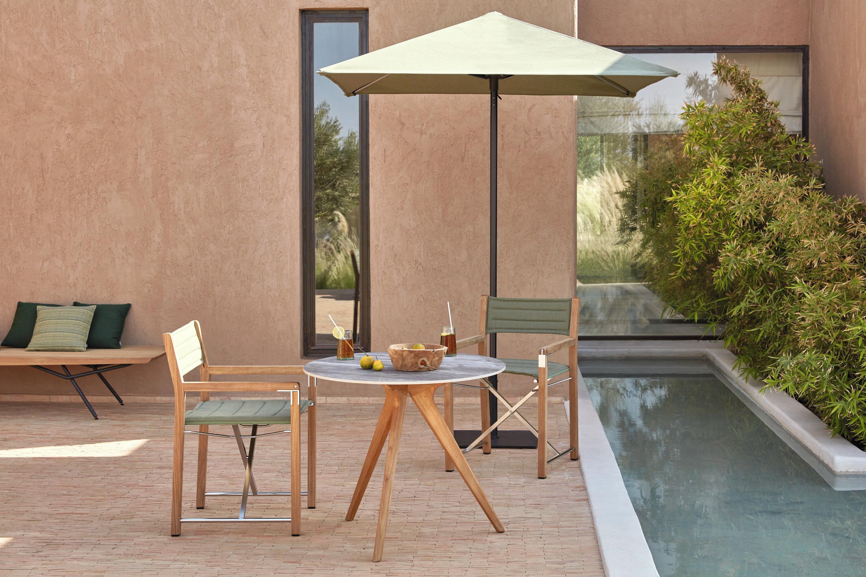 Sombrilla mástil central teca 350 * 350 Gris topo | Manutti