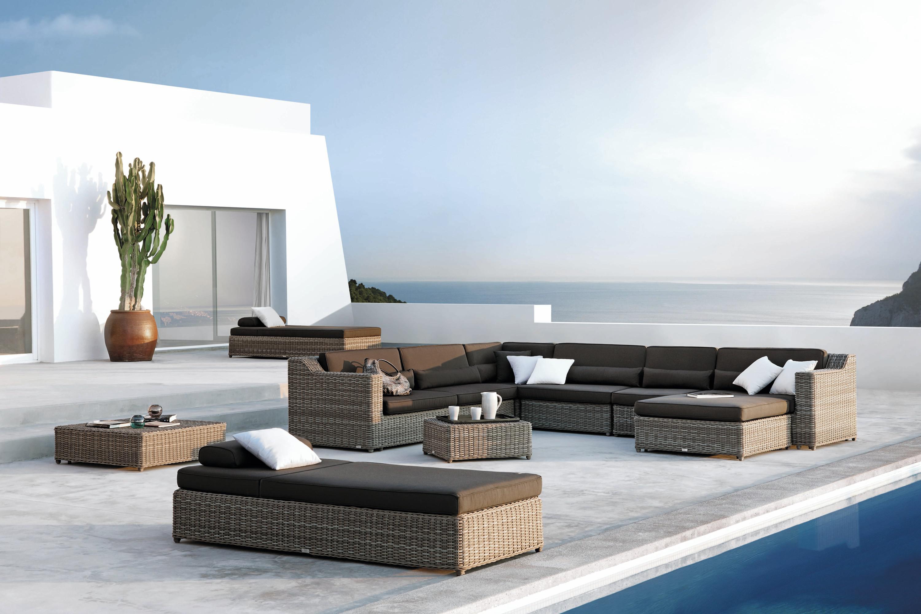 Outdoor Sofa Modular San Diego Konzept 5 Korbgeflecht Manutti