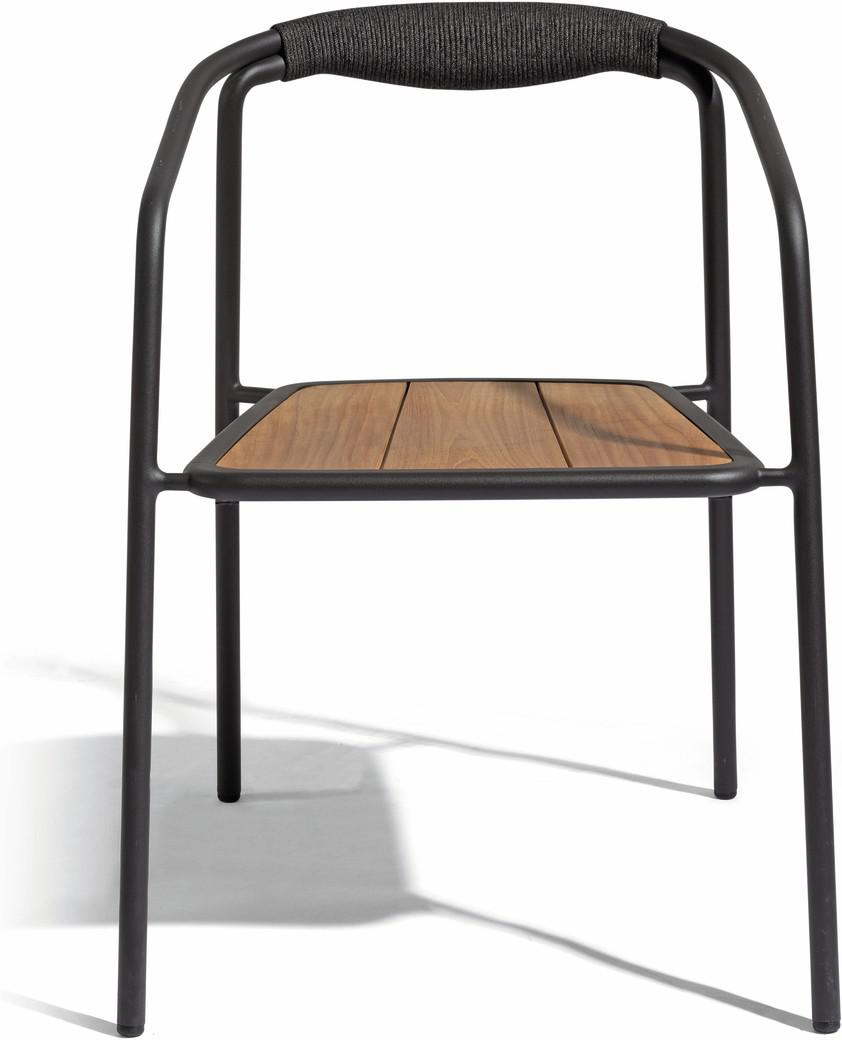 Duo chair - lava - rope 4,5mm anthracite + teak