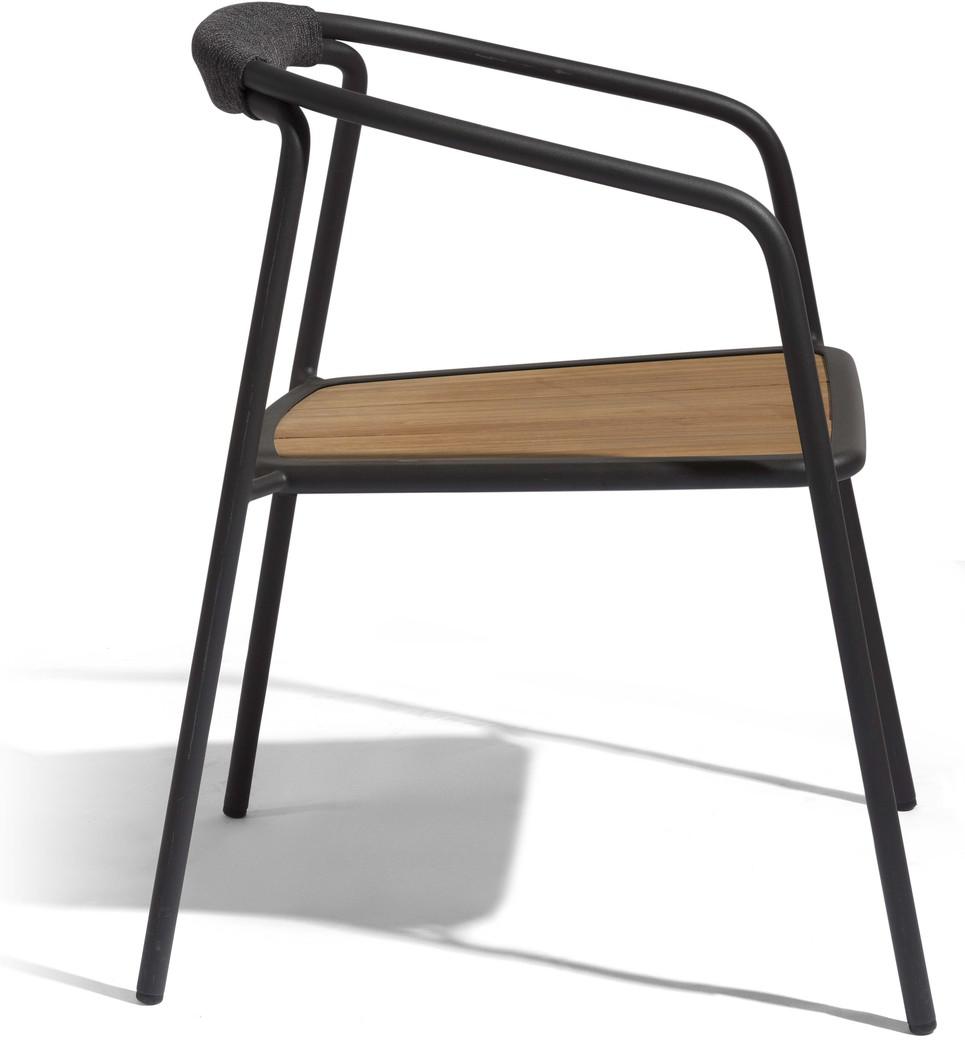 Duo chair - lava - rope 4,5mm anthracite + teak