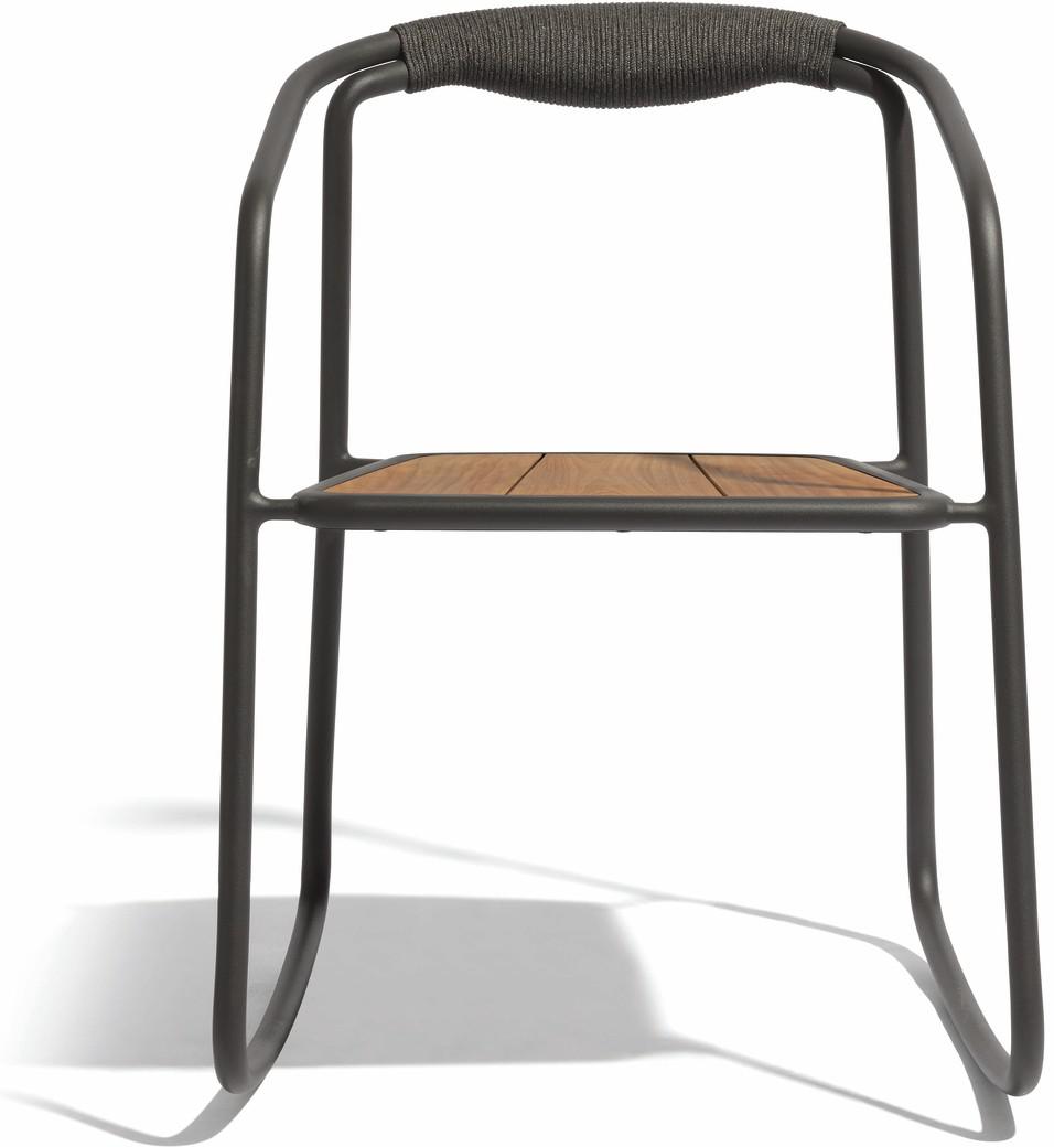 Duo rocking chair - lava - rope 4,5mm anthracite + teak