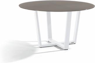 Fuse Dining table - white - glass taupe 130