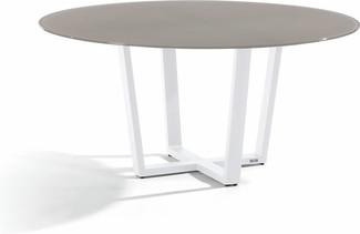 Fuse Dining table - white - glass taupe 155