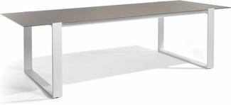Mesa de comedor Prato - blanco - cristal gris topo 270