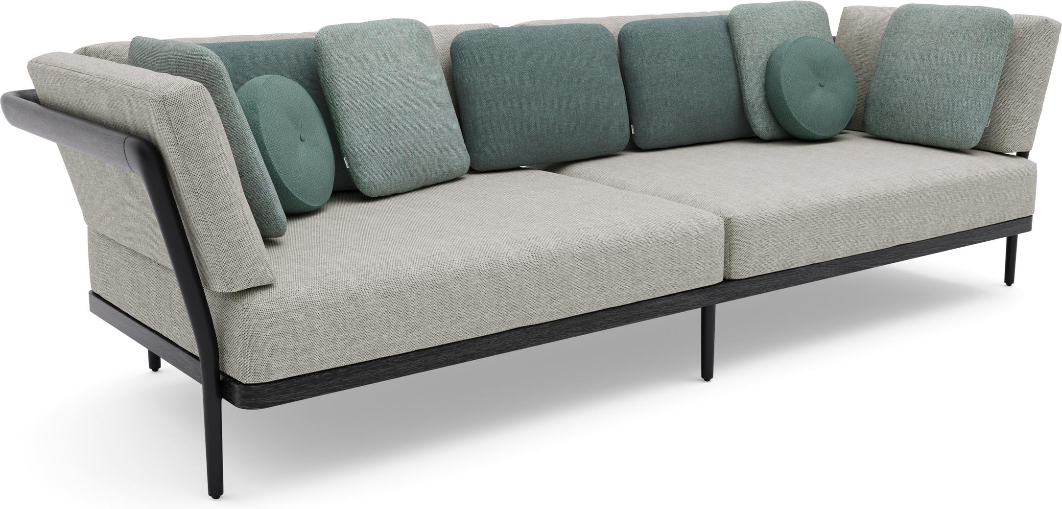outdoor 3 seater sofa flex - black - teak nero | manutti